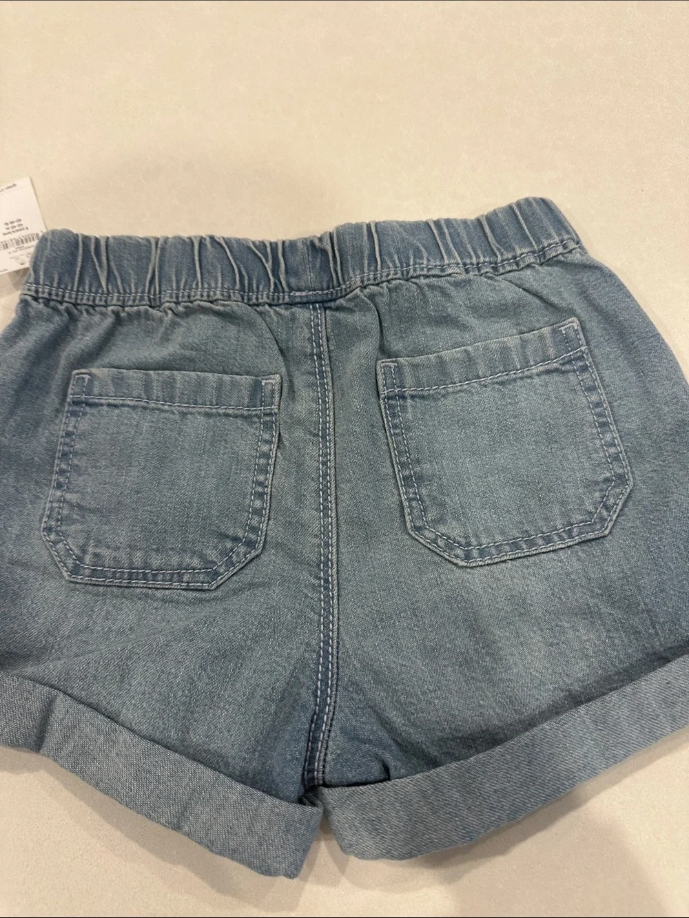 GAP Girls Light Blue Denim Drawstring Rolled-Hem Shorts